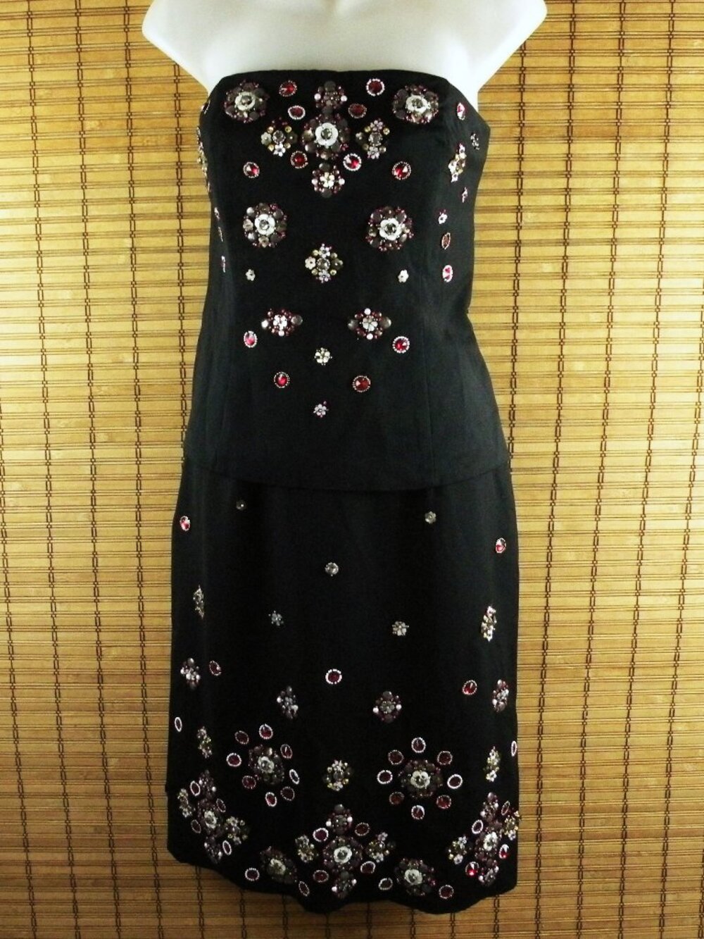 NWT WHBM White House Black Market Beaded Corset & Skirt Set 6